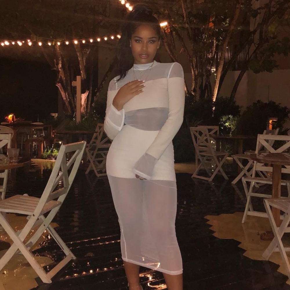 Nude Mesh Dress and Short Set